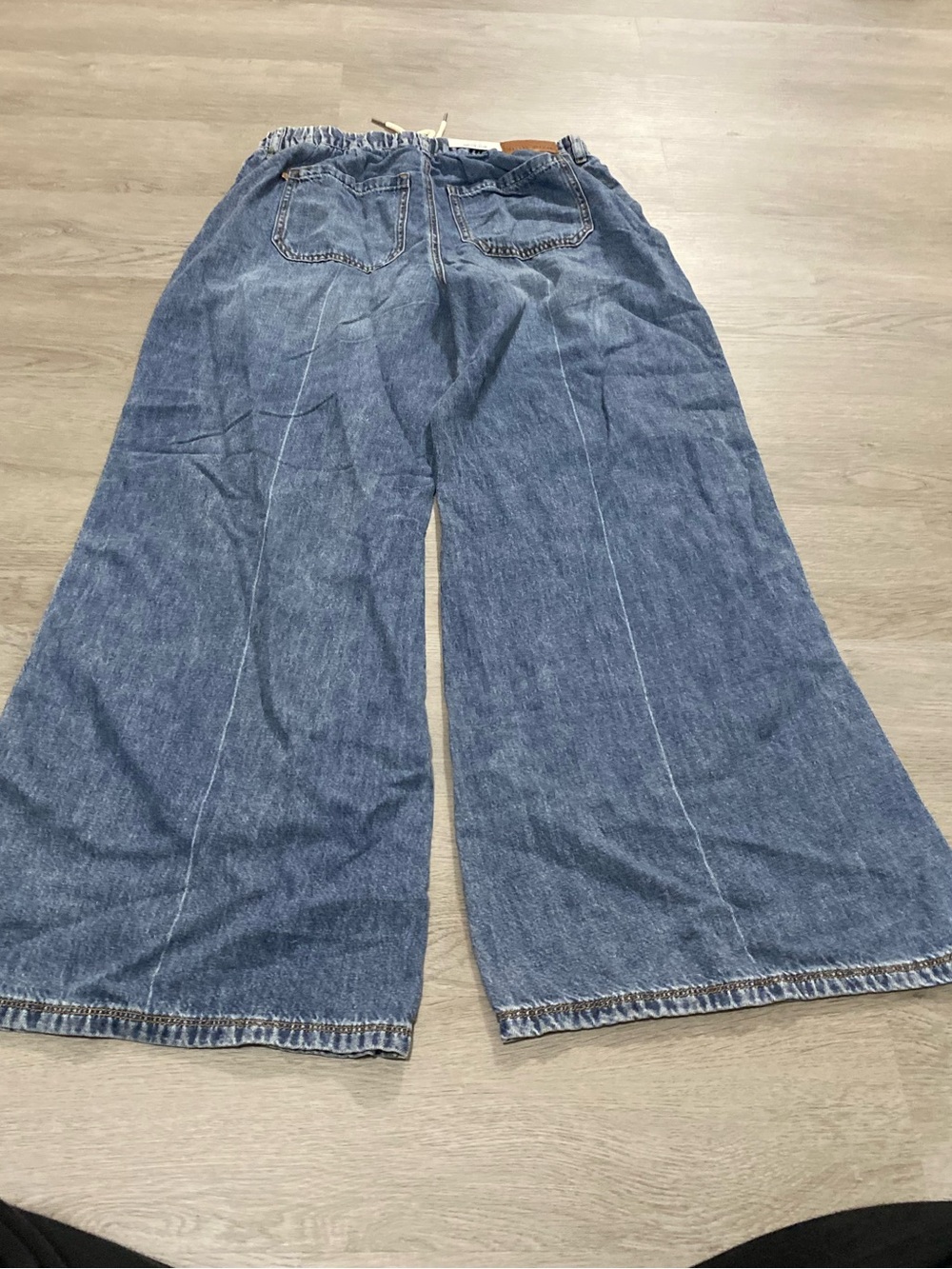 NEW JUDY BLUE Chill Threads Rigid Palazzo Wide Leg Drawstring Jean Size 7 / 28 - Picture 3 of 9